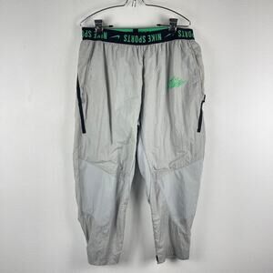 Nike Woven Training Pants Grey Black Spell Out Waistband CJ4630-077 Men's Large
